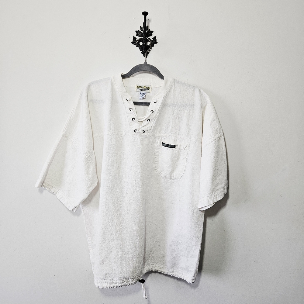 Vintage Ezze Wear Honey Komb Cotton Shirt Size S Lightweight Oversized EUC